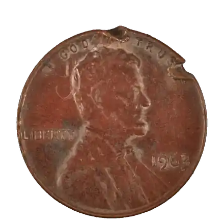 A cent from the collection, turning to show both faces